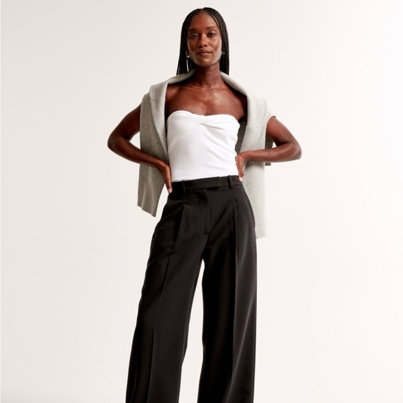 Abercrombie & Fitch Black Wide-Leg Trousers Harper 27L - Picture 2 of 2